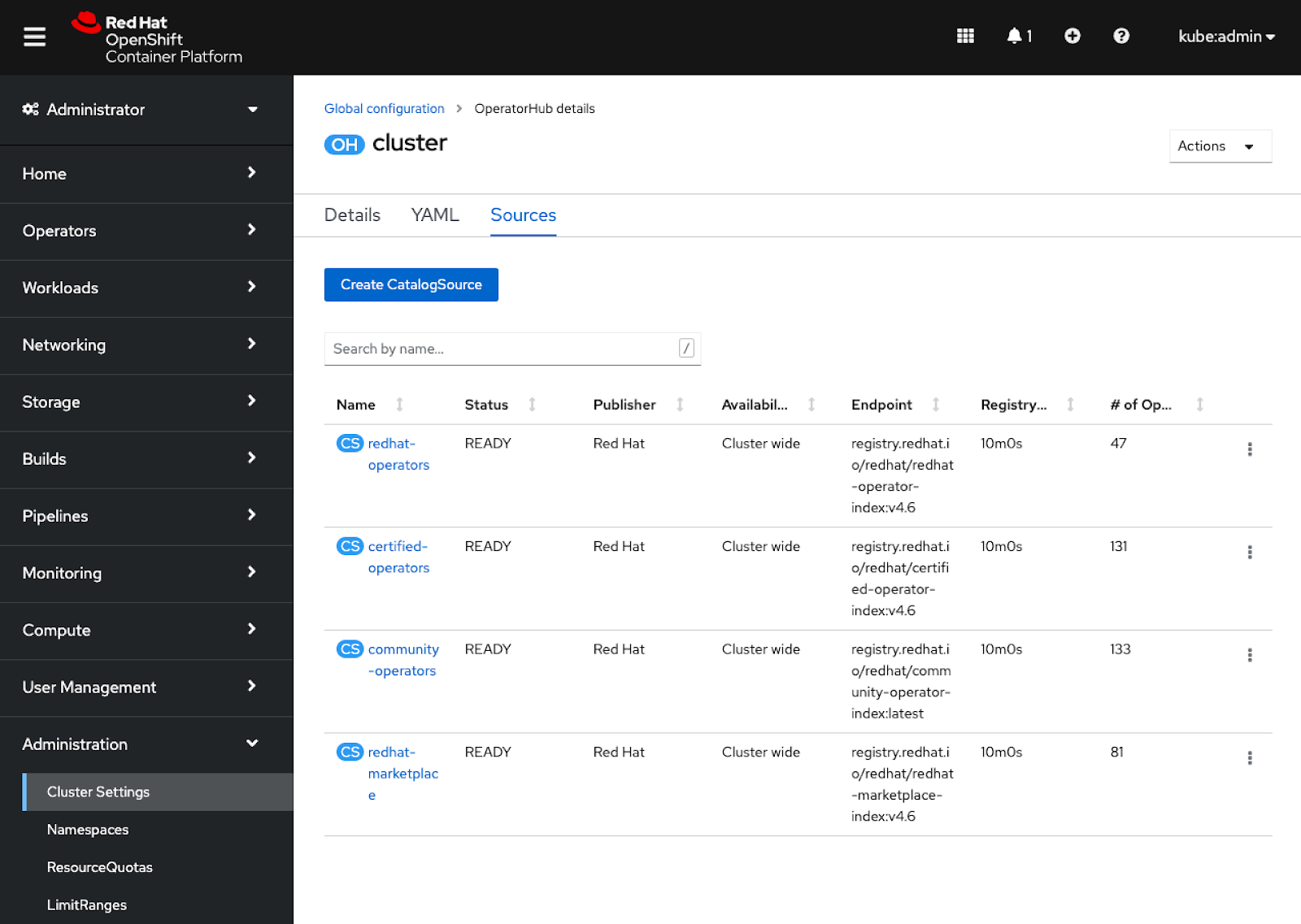 OpenShift 4.7 Straight From the Source — OperatorHub Catalog Source UI